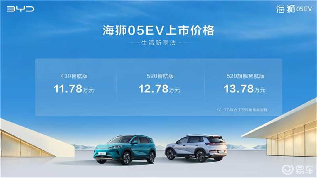 都市智选SUV比亚迪海狮05EV正式上市11.78万起