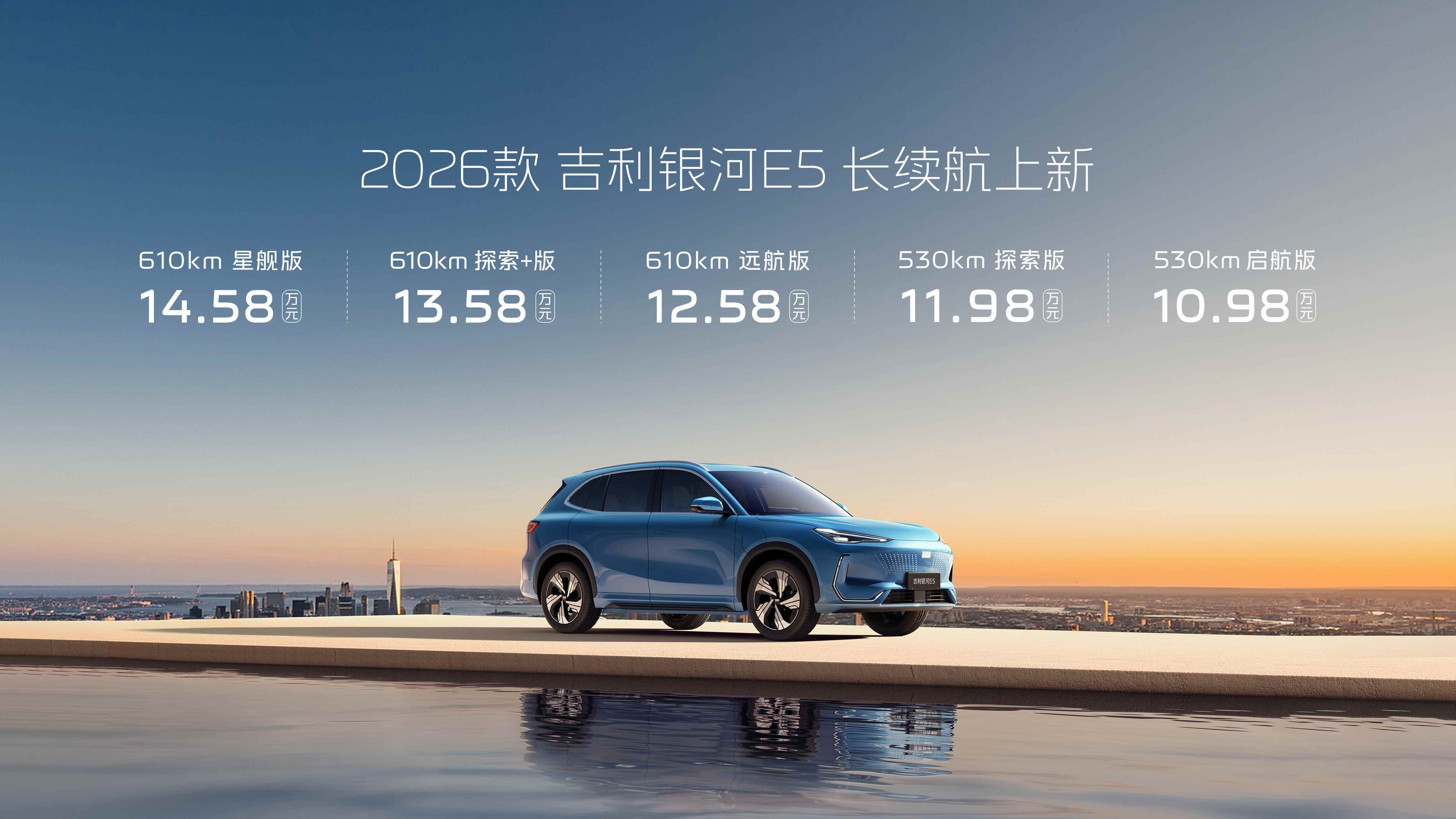 2026款吉利银河E5售价10.98~14.58万元