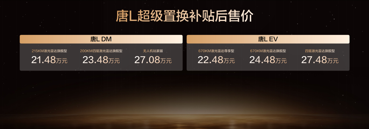 专为精英家庭而来！比亚迪唐L补贴后21.48万元起